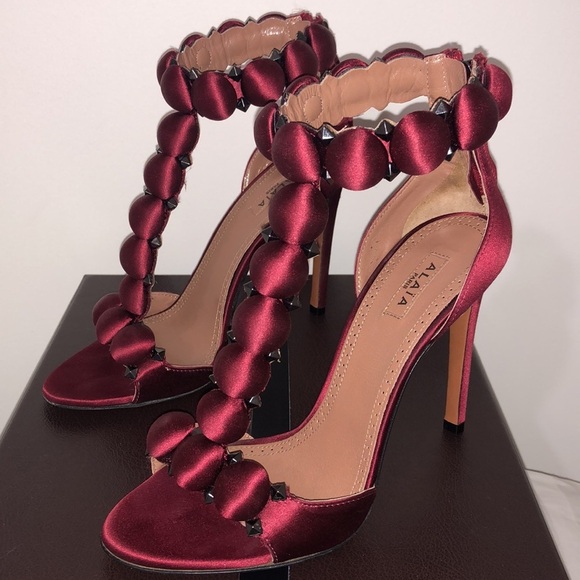 ALAIA Paris Bombé Rouge Pompei Satin Sandal Sz 6.5 - Picture 4 of 12